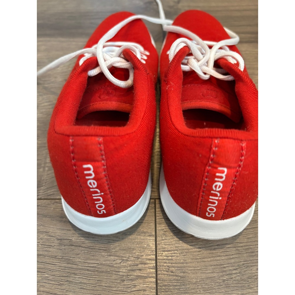 Merinos Women Red Australian Merino Wool Sneakers Low Top Lace Up Shoes Size 7 - Picture 3 of 8